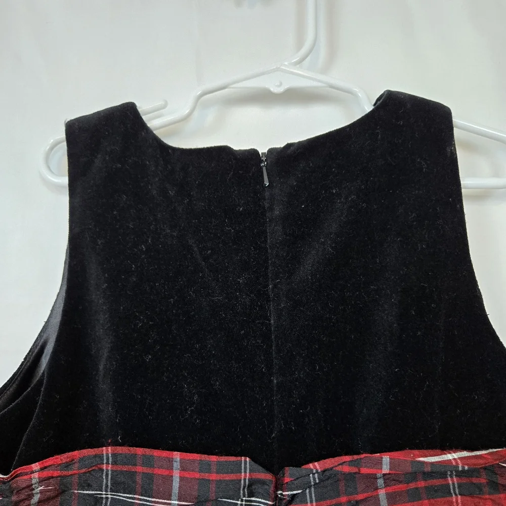Gymboree Holiday Classics Girls Black Velvet Red Silk Sash Party Dress 8 Vintage